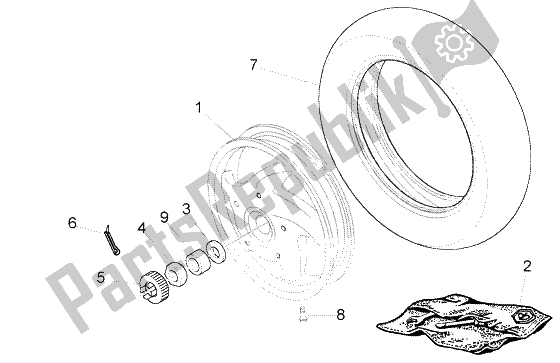 Alle onderdelen voor de Achterwiel van de Vespa LX 125 2005