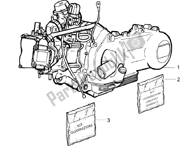 Tutte le parti per il Motore, Assemblaggio del Vespa LX 125 4T E3 Vietnam 2009