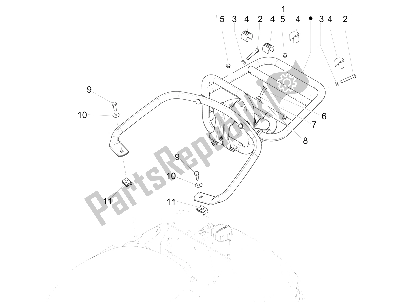 Toutes les pièces pour le Porte-bagages Arrière du Vespa LXV 150 USA 2011