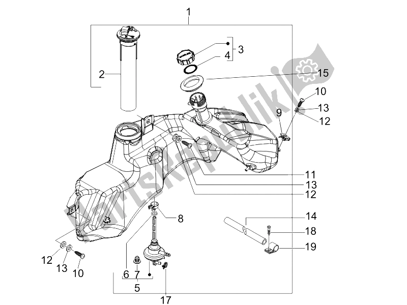 Toutes les pièces pour le Réservoir D'essence du Vespa GTV 125 4T E3 UK 2006