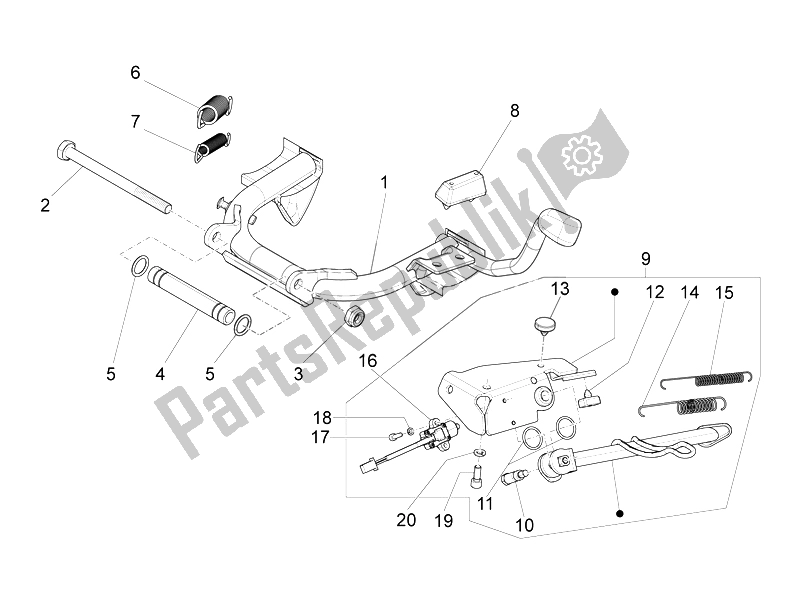 All parts for the Stand/s of the Vespa LXV 150 4T 3V E3 Vietnam 2014