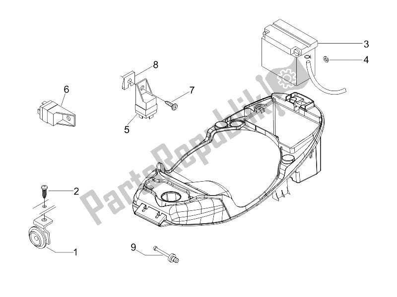 Toutes les pièces pour le Télécommandes - Batterie - Klaxon du Vespa LX 125 4T E3 2009