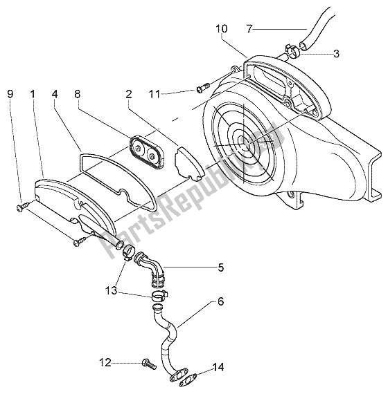 Tutte le parti per il Air Box Secondario del Vespa LX 50 4T 2005