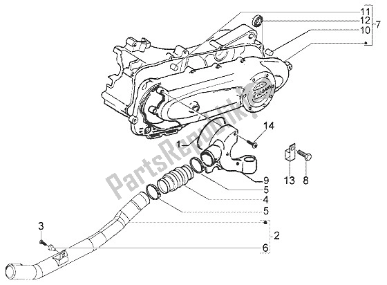 All parts for the Transmission Cover of the Vespa LX 50 4T 2005