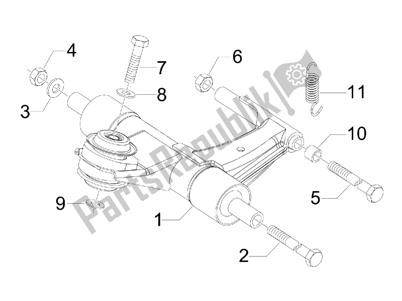 All parts for the Swinging Arm of the Vespa Primavera 50 2T 2014
