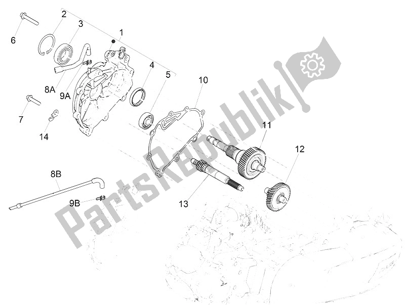 All parts for the Reduction Unit of the Vespa Vespa GTS 125 4T E4 ABS EU 2016