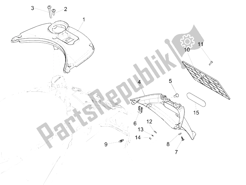 Todas las partes para Cubierta Trasera - Protector Contra Salpicaduras de Vespa 150 4T 3V IE Primavera China 2015