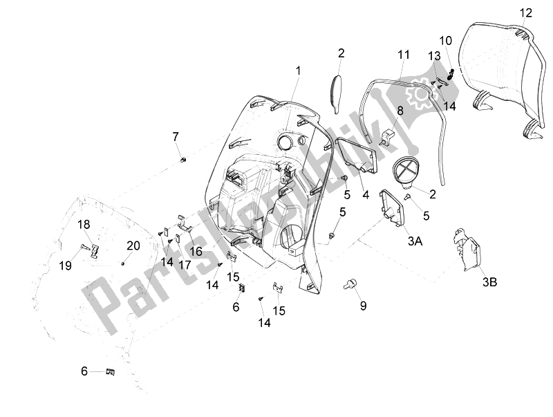 Wszystkie części do Przedni Schowek - Panel Ochraniaj? Cy Kolana Vespa Vespa Sprint 50 4T 4V USA Canada 2014