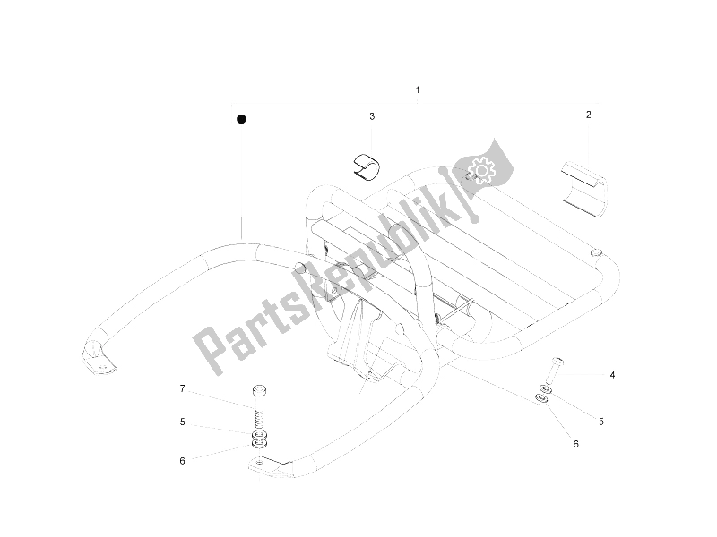 All parts for the Rear Luggage Rack of the Vespa GTS 300 IE USA 2009