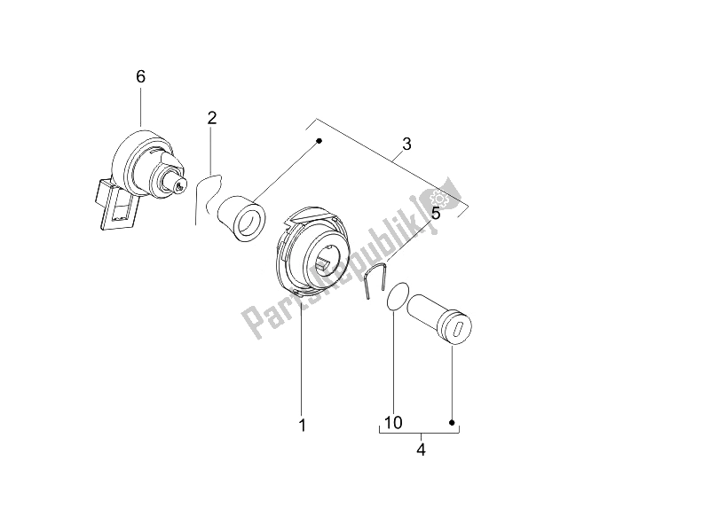 All parts for the Locks of the Vespa LX 50 4T 2V 25 KMH NL 2010
