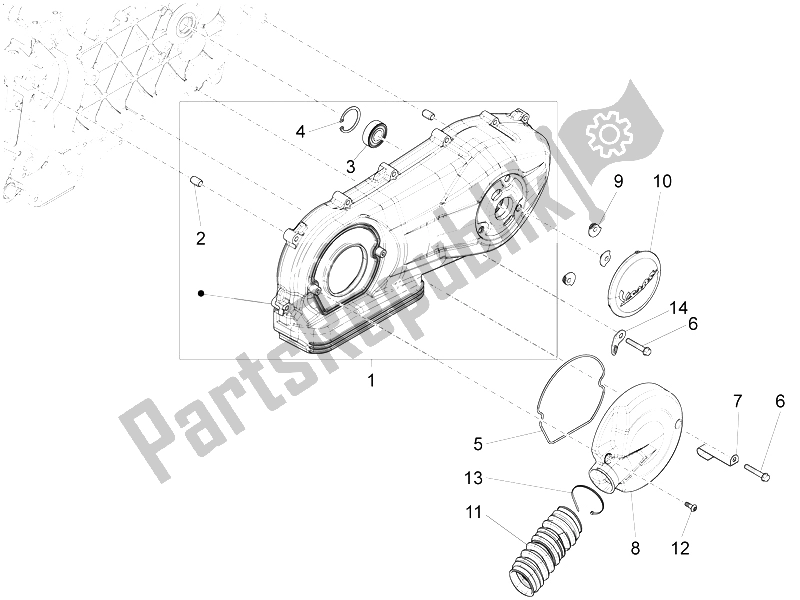 Toutes les pièces pour le Couvercle De Carter - Refroidissement Du Carter du Vespa LX 125 4T 3V IE 2012