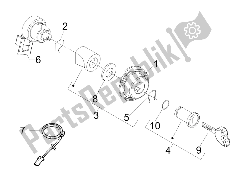 Toutes les pièces pour le Serrures du Vespa LXV 150 4T USA 2009