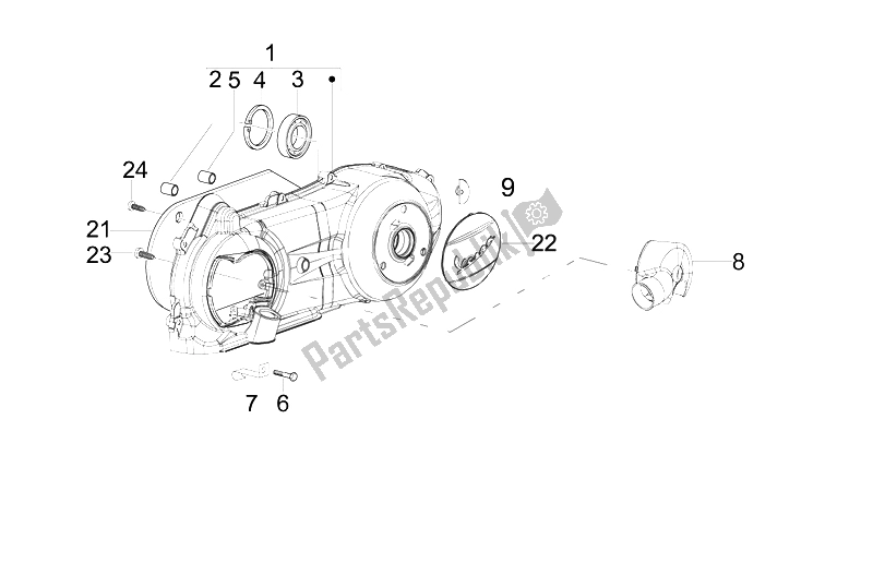 All parts for the Crankcase Cover - Crankcase Cooling of the Vespa LX 150 4T E3 2009