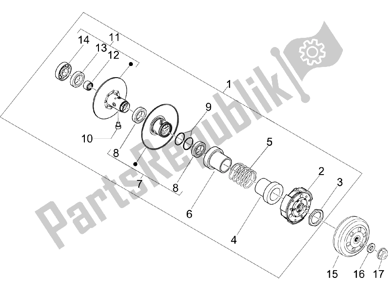 Toutes les pièces pour le Poulie Menée du Vespa LXV 125 4T Navy E3 2007