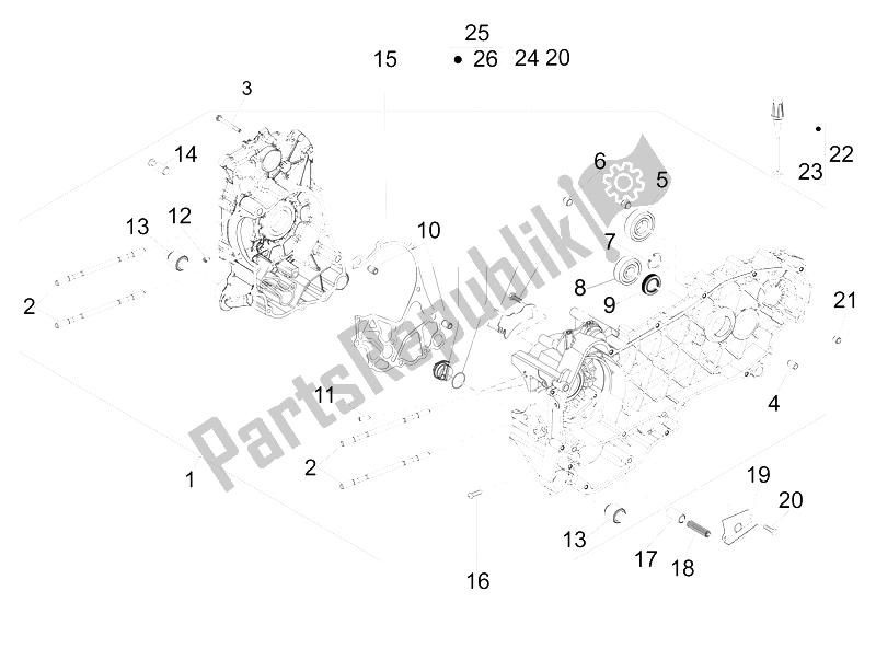 Todas las partes para Caja Del Cigüeñal de Vespa GTS 300 IE 2012