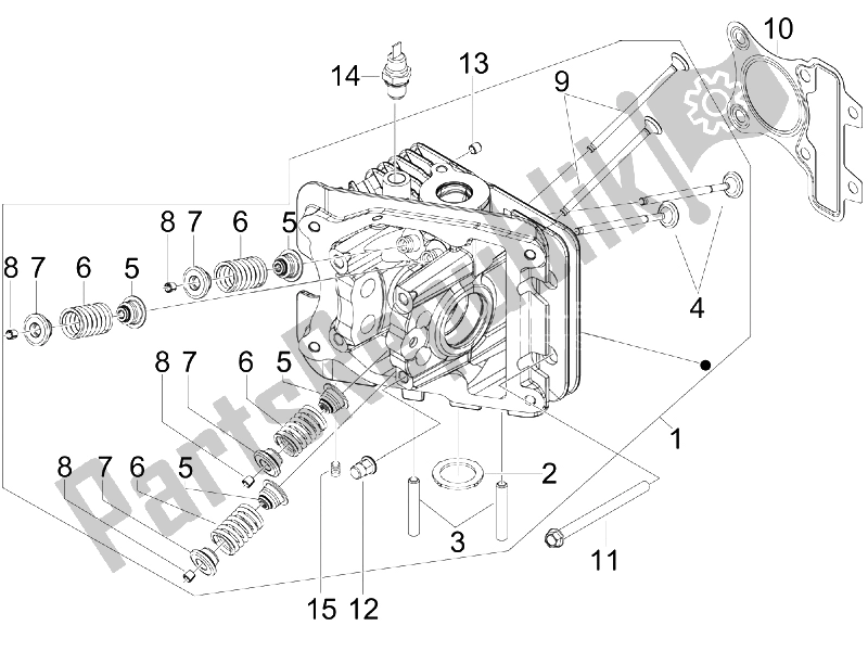 Toutes les pièces pour le Unité De Tête - Valve du Vespa S 50 4T 4V College USA 2008