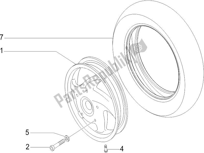 Toutes les pièces pour le Roue Avant du Vespa LX 50 4T USA 2006