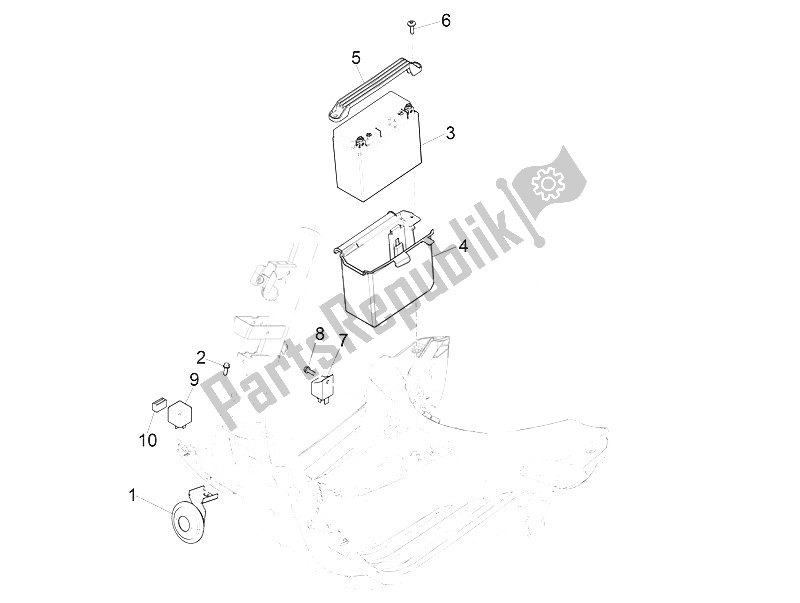 All parts for the Remote Control Switches - Battery - Horn of the Vespa Vespa Primavera 125 4T 3V Iget ABS EU 2016