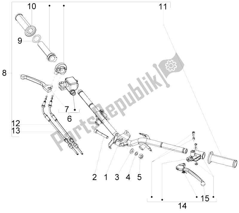 All parts for the Handlebars - Master Cil. Of the Vespa S 150 4T IE E3 Vietnam Indonesia 2011