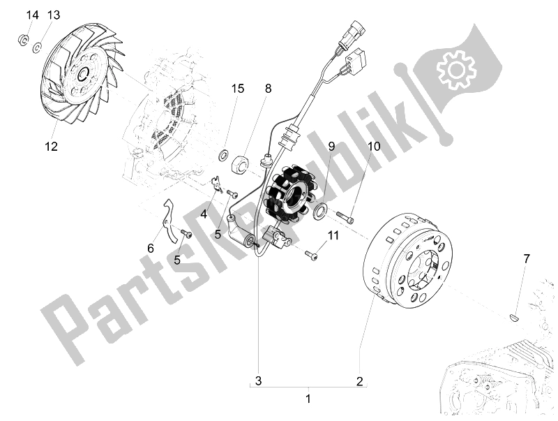 Tutte le parti per il Volano Magneto del Vespa 125 4T 3V IE Primavera 2014