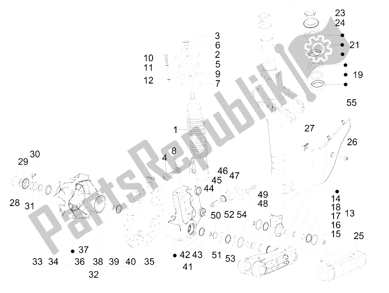 Tutte le parti per il Forcella / Tubo Sterzo - Unità Cuscinetto Sterzo del Vespa S 125 4T Vietnam 2009