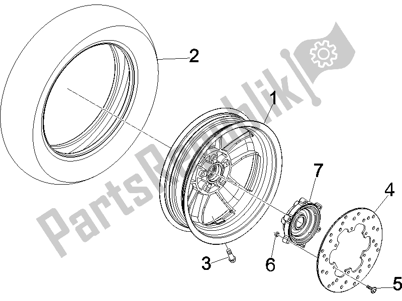 Todas las partes para Rueda Trasera de Vespa GTV 250 IE 2006