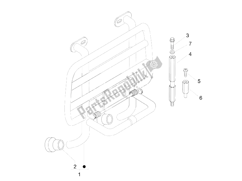All parts for the Front Luggage Rack of the Vespa LX 150 4T 3V IE 2012