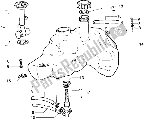 Toutes les pièces pour le Réservoir D'essence du Vespa 50 4T 1998