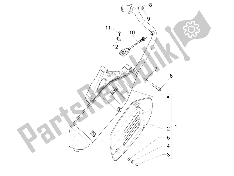 Todas las partes para Silenciador de Vespa 150 4T 3V IE Primavera Vietnam 2014