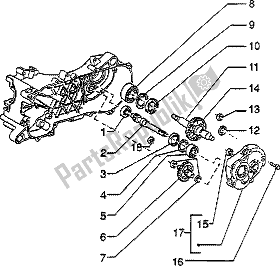 All parts for the Rear Wheel Shaft of the Vespa ET2 50 1997