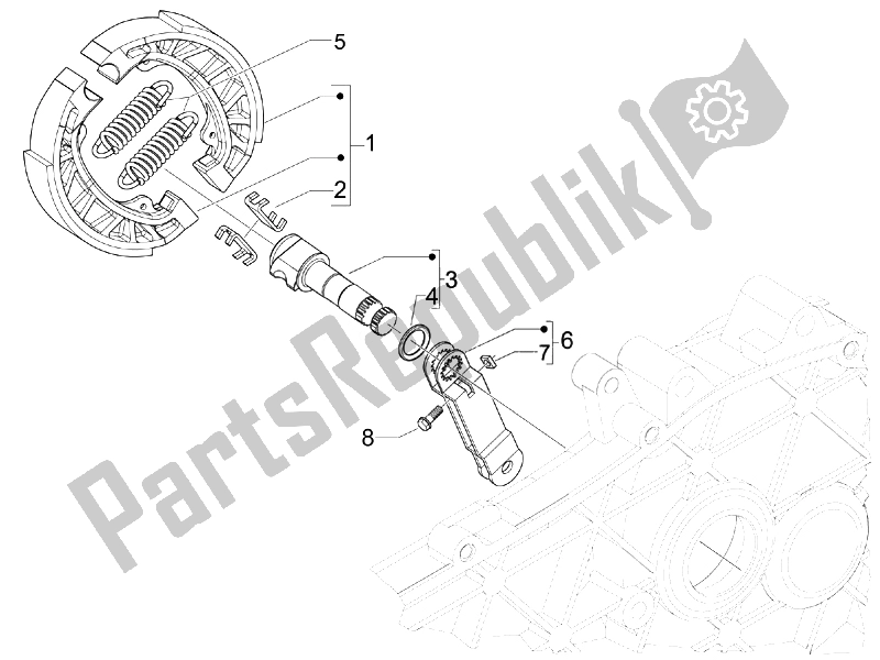 All parts for the Rear Brake - Brake Jaw of the Vespa LXV 125 4T Navy E3 2007