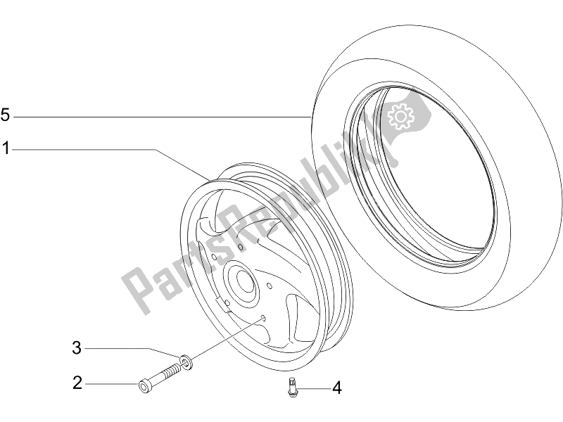 All parts for the Front Wheel of the Vespa LX 125 4T IE E3 Touring 2010