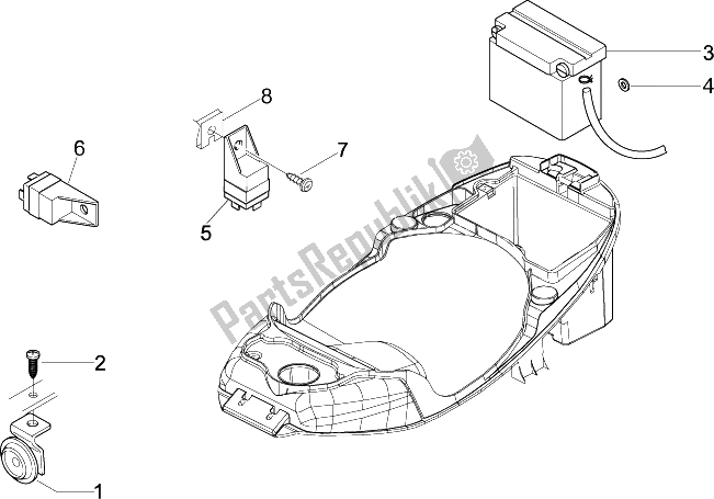 All parts for the Remote Control Switches - Battery - Horn of the Vespa LX 150 4T IE E3 2009