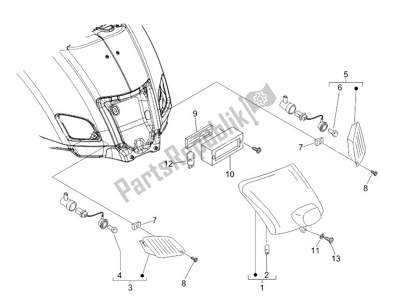 Toutes les pièces pour le Phares Arrière - Clignotants du Vespa LX 50 4T USA 2006