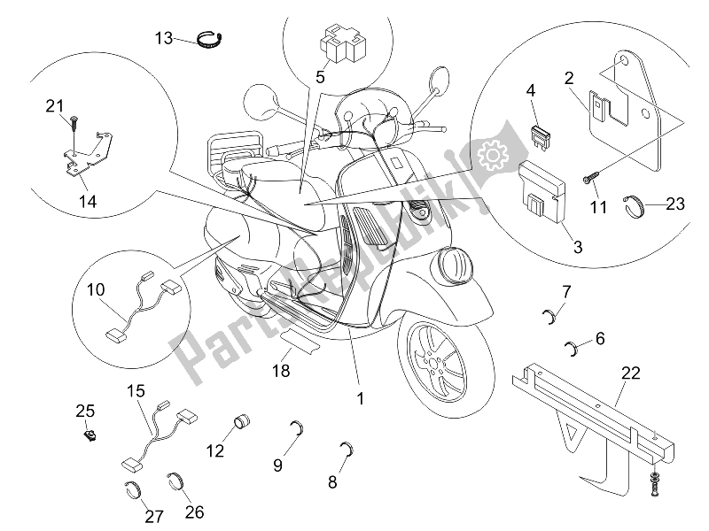 Todas las partes para Mazo De Cables Principal de Vespa GTV 250 IE UK 2006