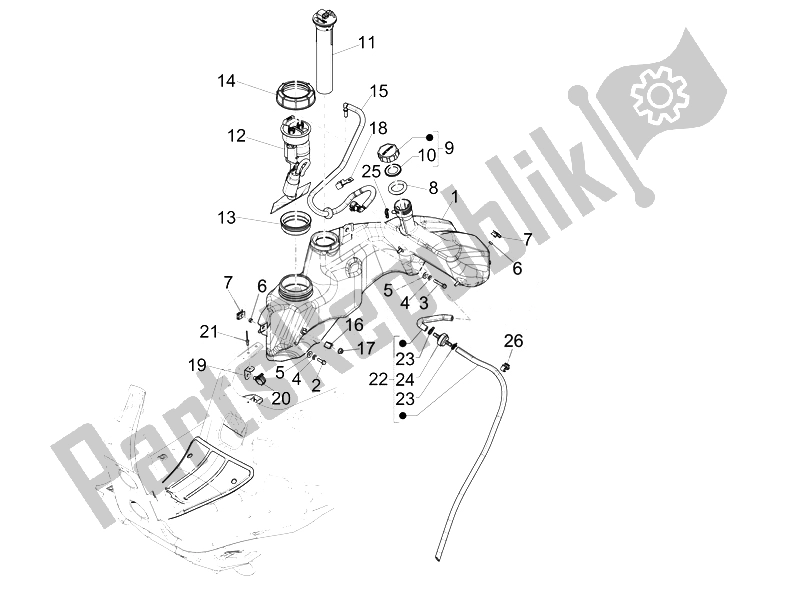 Todas las partes para Depósito De Combustible de Vespa Vespa GTS 125 4T 3V IE Super Asia 2014