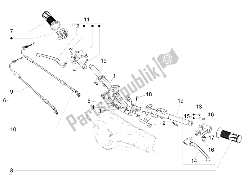 Todas las partes para Manillar - Master Cil. De Vespa 150 4T 3V IE Primavera USA 2014