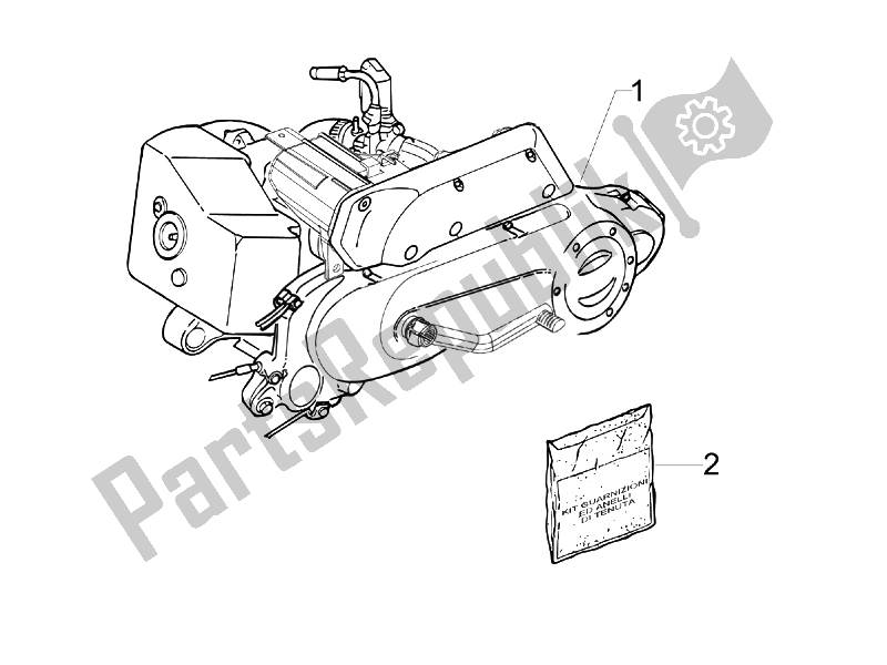 Alle onderdelen voor de Motor Assemblage van de Vespa LXV 50 2T Navy 2007