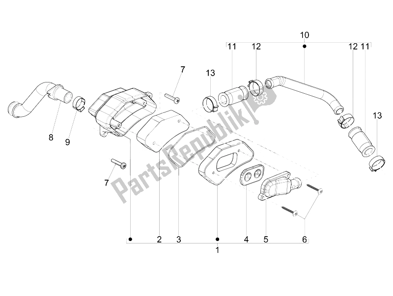 Alle onderdelen voor de Secundaire Luchtkast van de Vespa Vespa Sprint 50 2T EU 2014