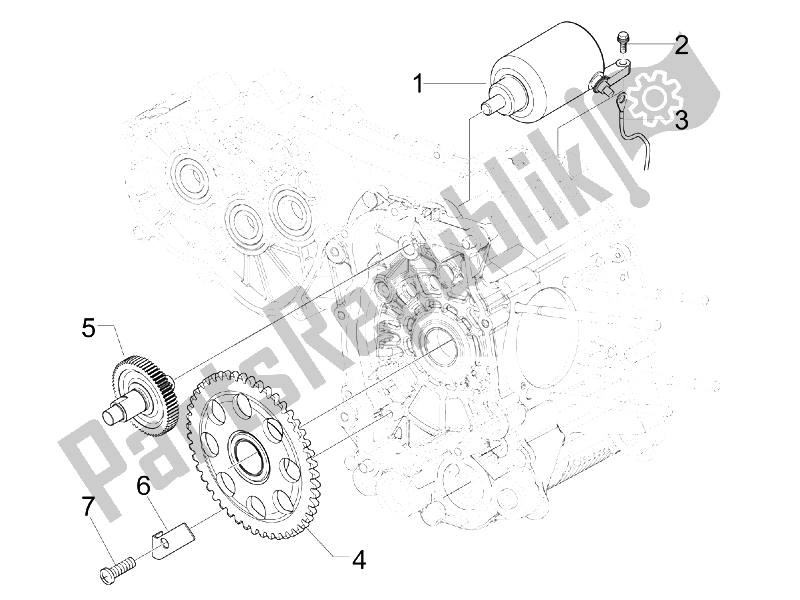 All parts for the Stater - Electric Starter of the Vespa GTS 300 IE USA 2009