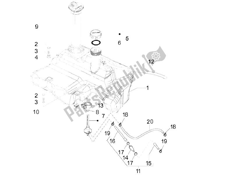 Toutes les pièces pour le Réservoir D'essence du Vespa LX 150 4T E3 Vietnam 2009