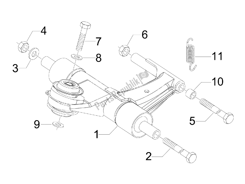 Toutes les pièces pour le Bras Oscillant du Vespa 50 4T 2V 52 KMH B NL 2014