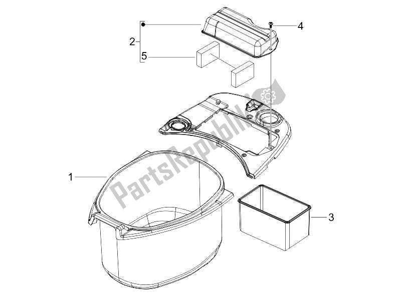 All parts for the Helmet Huosing - Undersaddle of the Vespa LXV 125 4T E3 2006