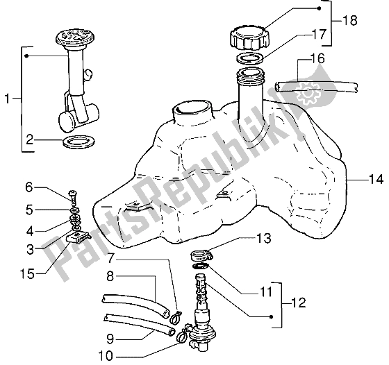 Toutes les pièces pour le Réservoir D'essence du Vespa ET4 125 1996