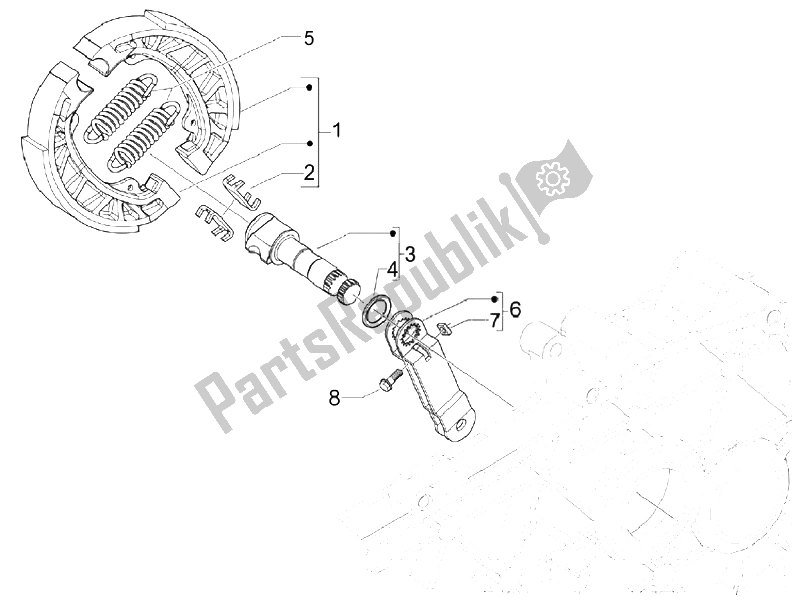 Tutte le parti per il Freno Posteriore - Ganascia Del Freno del Vespa S 125 4T Vietnam 2009