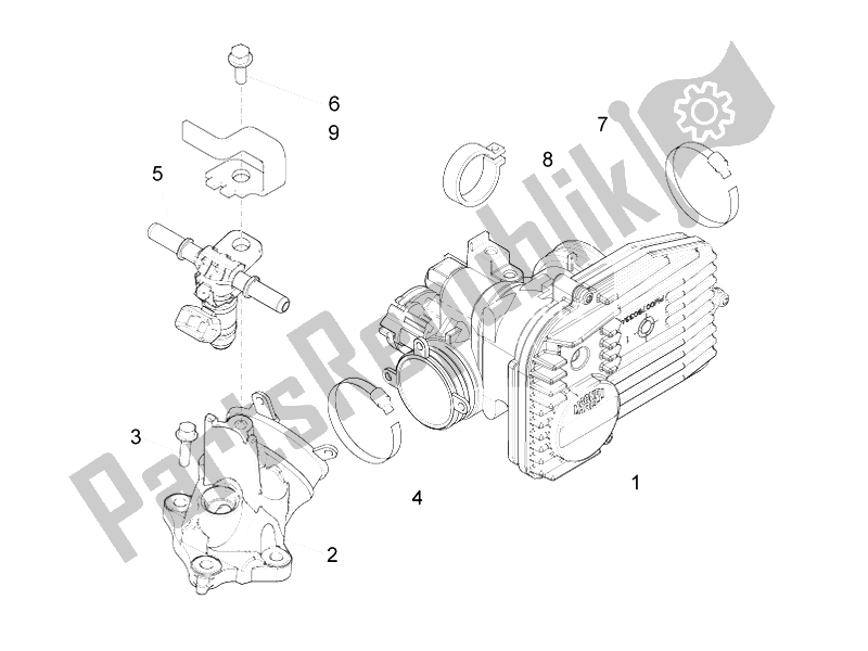 Toutes les pièces pour le Corps De Papillon - Injecteur - Tuyau Union du Vespa GTV 300 4T 4V IE 2010