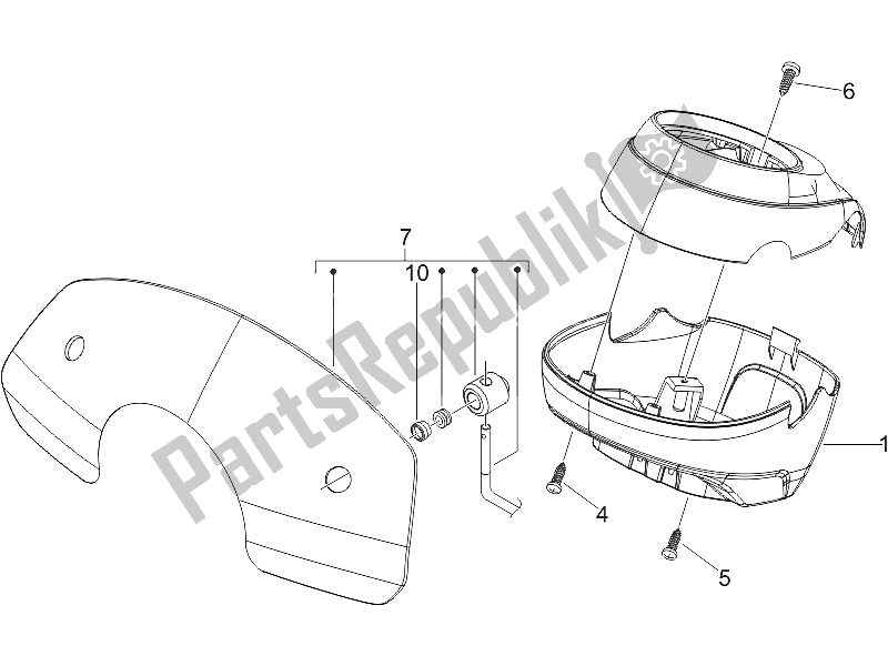 All parts for the Handlebars Coverages of the Vespa LXV 50 2T CH 2006