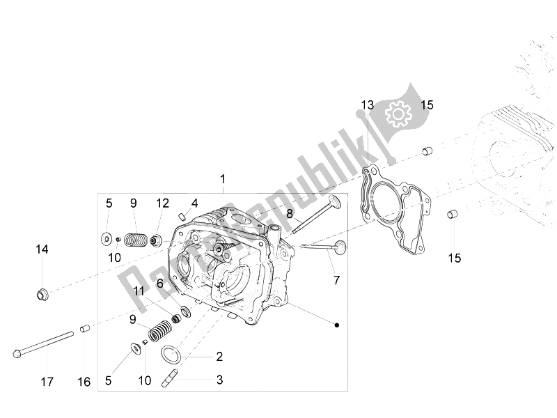 Toutes les pièces pour le Unité De Tête - Valve du Vespa LX 125 4T 3V IE 2012