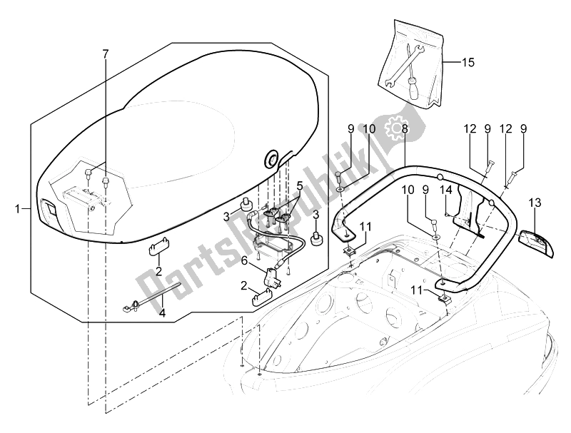 Toutes les pièces pour le Selle / Sièges du Vespa S 125 4T 3V E3 IE Vietnam 2012