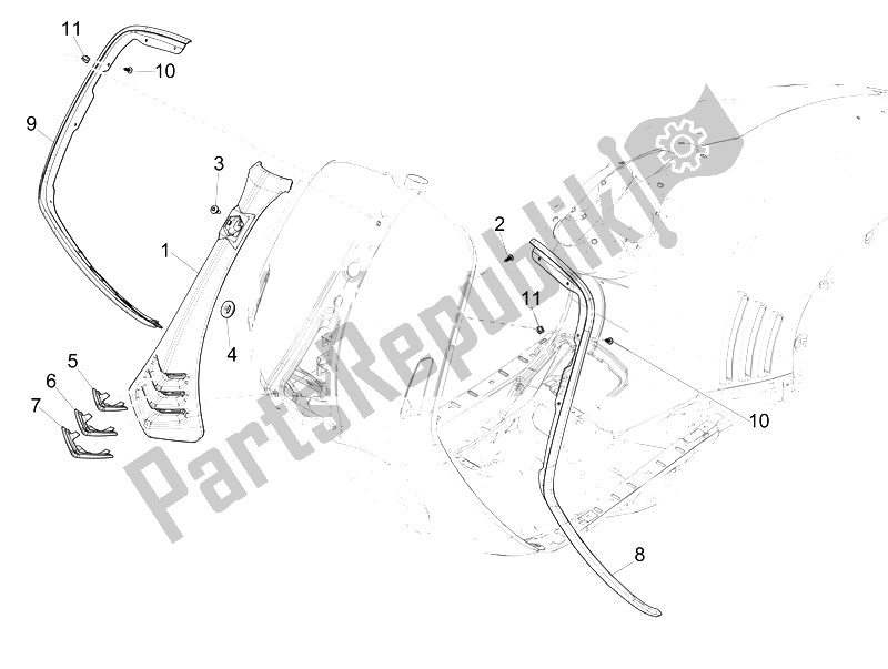 Toutes les pièces pour le Bouclier Avant du Vespa 946 125 2014